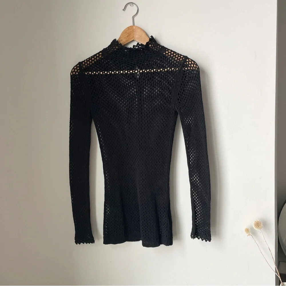 All Saints NEW Top. Mesh knit Black, Sz 0